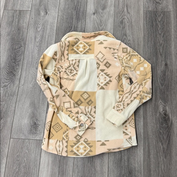 O'Neill Fleece Geometric Tan and Cream Button Down Shirt - Picture 3 of 3